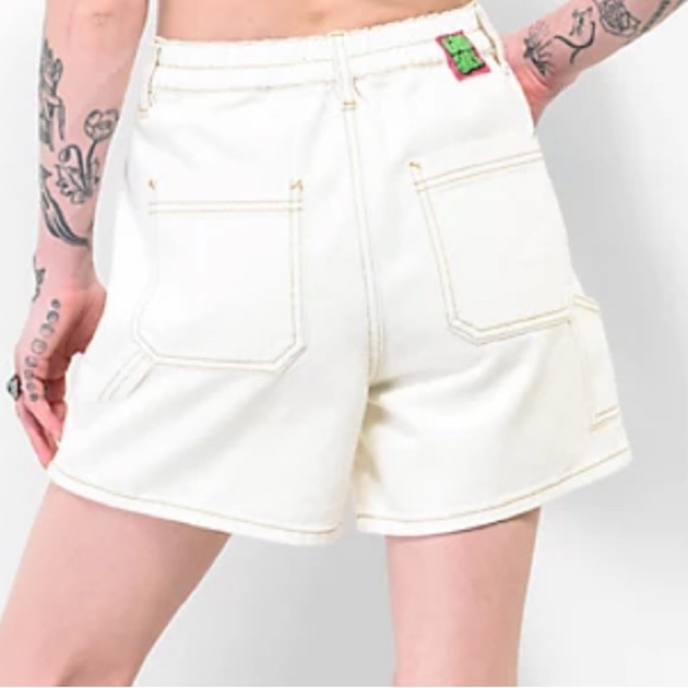 Like New‼️Empyre Cream Denim Cargo Shorts Size S Dixie Birch Carpenter Shorts - Picture 5 of 11